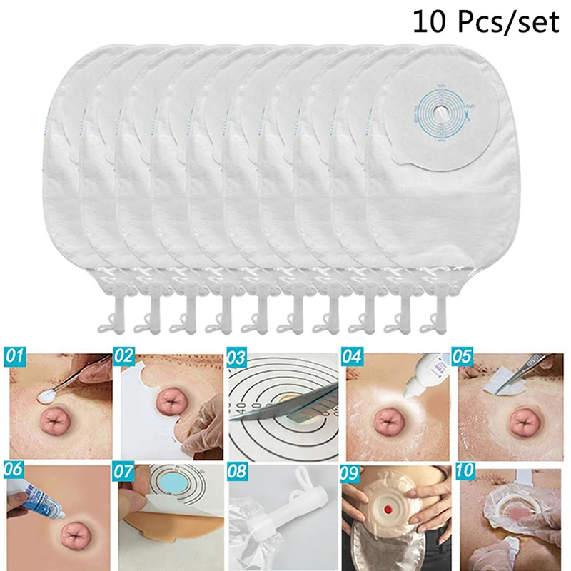 Sacchetto Di Cura Dello Stoma Monopezzo Anti-Riflusso Della Chiusura Della Valvola Del Sacchetto Di Urostomia Di Drenaggio 10 Pcs