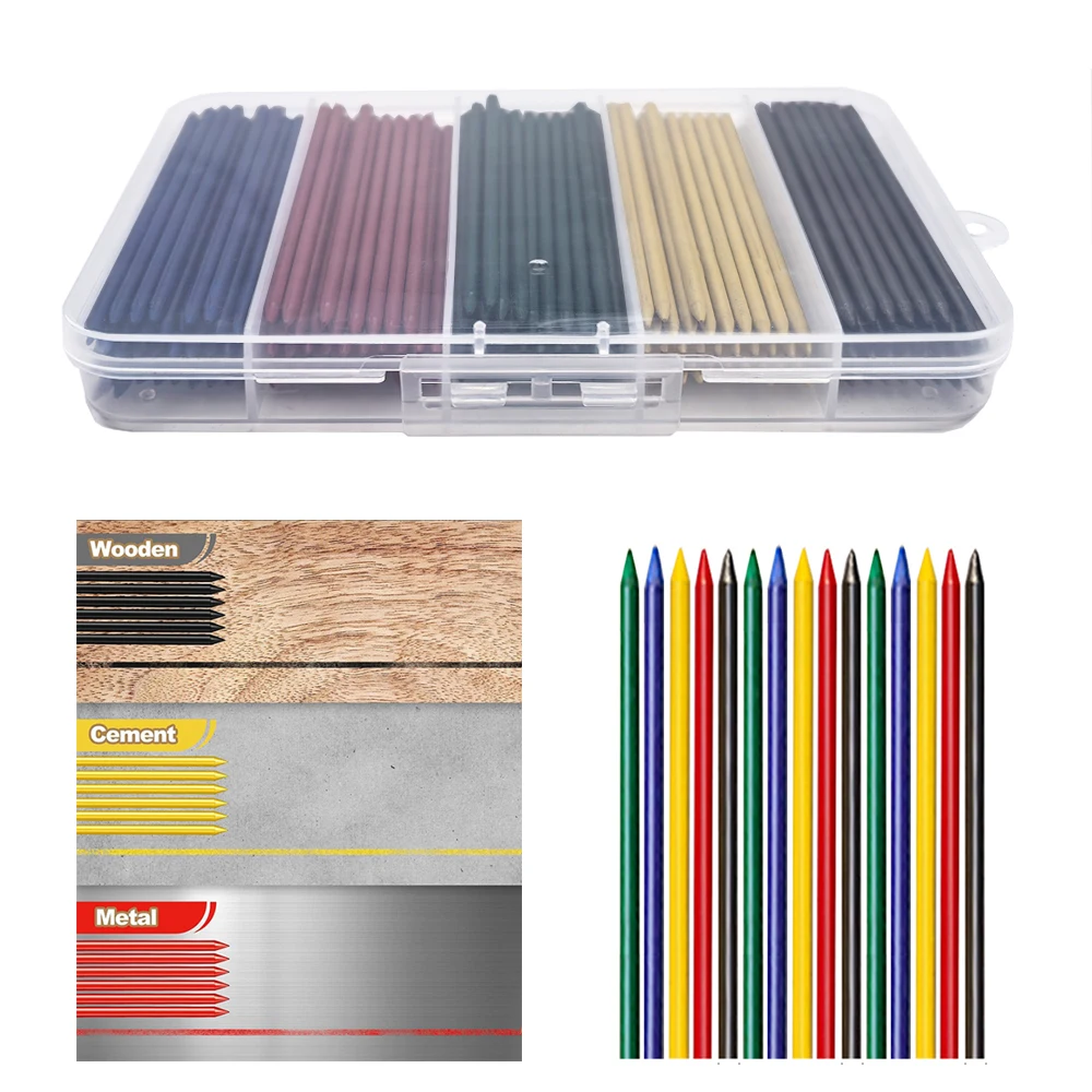 200pcs/box Large Capacity 2.8mm Woodworking Mechanical Pencil Leads, 5Color 2B Replacement Lead, Architects' Marking Accessory 4
