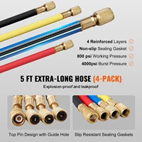 SucceBuy 4 Way AC Gauge-AC Manifold Gauge Set with 5ft Hoses for R134A/R22/R12/R410A Work on Car Freon Charging and Evacuation - Image 4