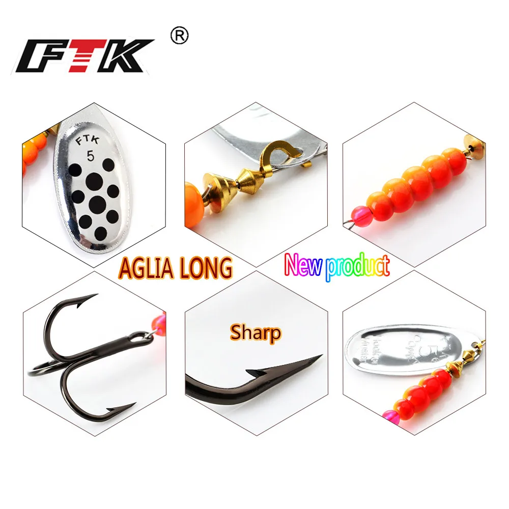 FTK Metal Spiner Bait Fishing Lure 4g-14g Spinner Copper Metal Fishing Spoon Lure For Trout Perch Pike Salmon Spinnerbait Tackle