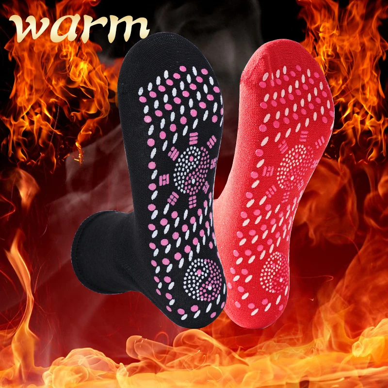 2 Paia/Lotto Winter Massage Pression Tubo Medio Comodi Calzini Da Uomo Magnetici Autoriscaldanti Calzini Da Coppia Riscaldati Da Neve Caldi