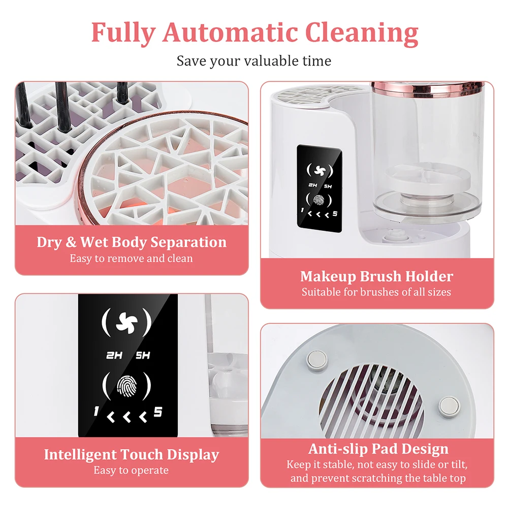 Automatic Makeup Brush Cleaner Dryer Machine Cosmetic Brushes Cleaning Air Drying Machine Sponge Egg Washing Drying Tools