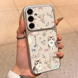 Floral Cat Design Soft Phone Case Cover - Galaxy S23 Ultra (1)