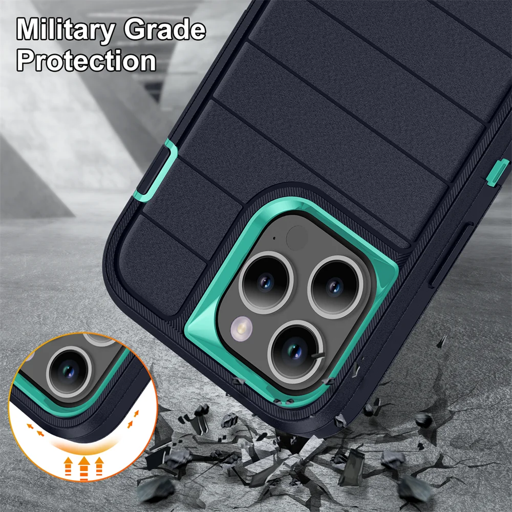 Nouvelle coque de protection hybride 3 en 1 pour iPhone 16 15 Pro Max 14 Plus 13 12 11 avec béquille Funda 15Pro 14Pro 13Pro_voghion.com