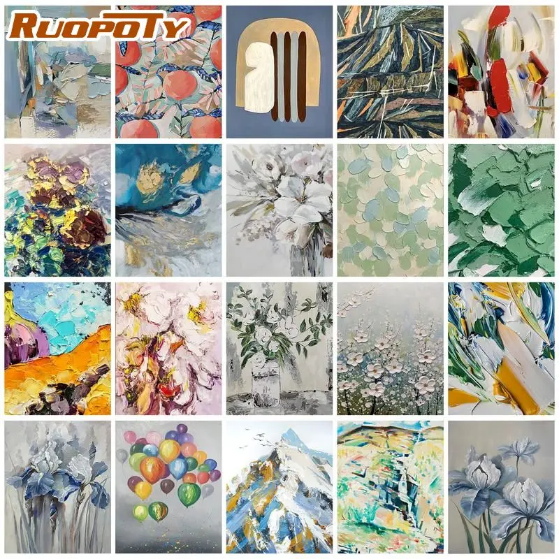 RUOPOTY Oil Painting By Numbers Abstract Illustration Adults Crafts