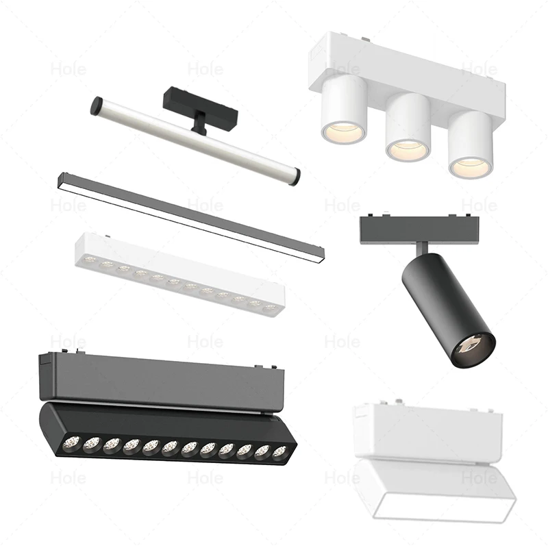 Black White 6mm Ultra Thin Ceiling Surface Mount 48v Magnetic Track Light System Magnet Rail Lamp LED Spotlight Indoor Living 4