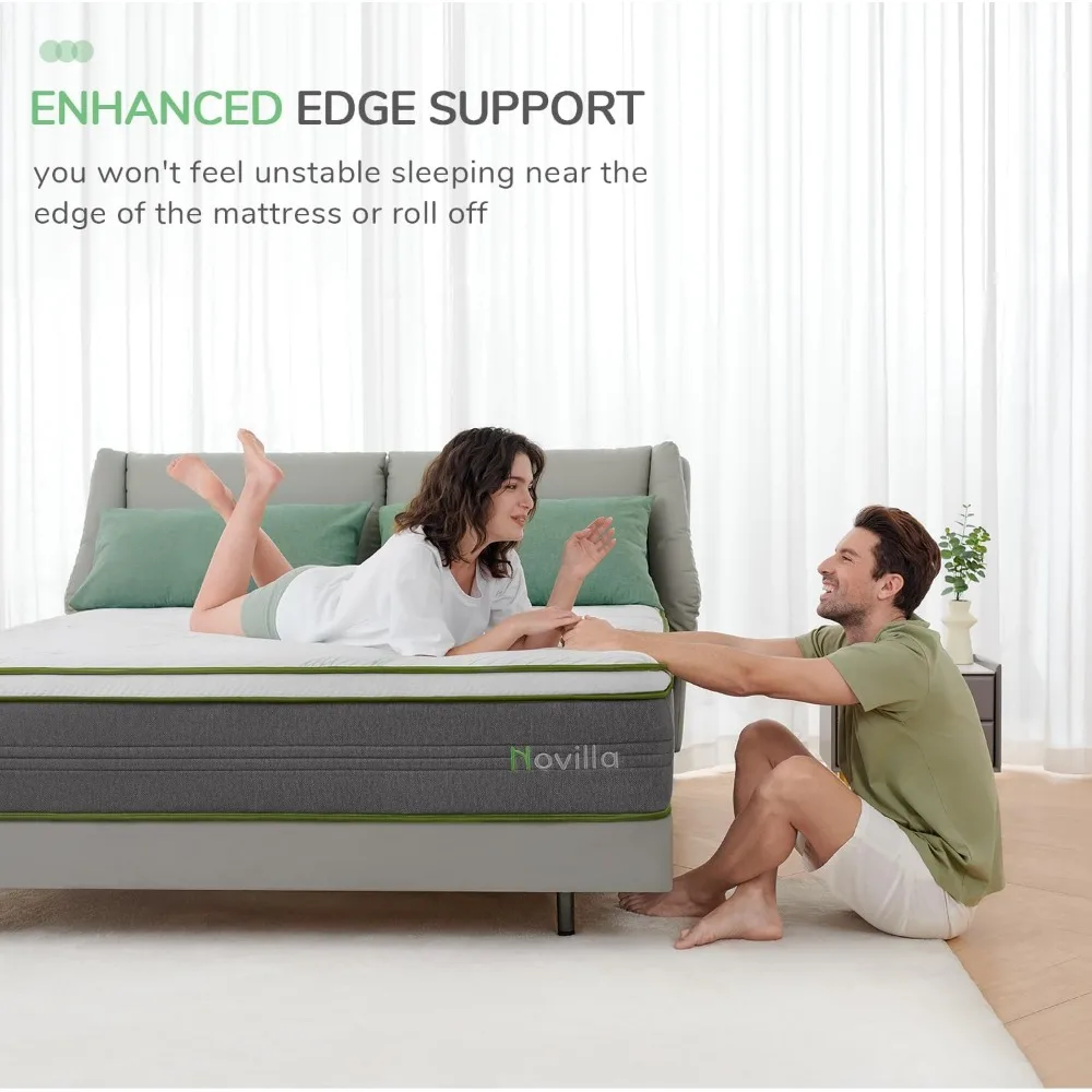 10 Inch Hybrid Mattress in a Box with Individually Wrapped Pocket Coils & Memory Foam, Supportive & Pressure Relie