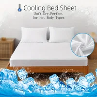 1pc Cooling Fitted Sheet made of 100% Cooling Nylon, Waterproof Bed Sheet Breathable Mattress Cover for Hot Sleepers in Summer 1