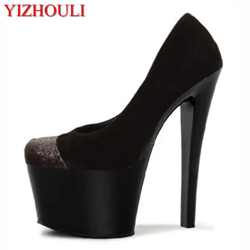

new European and American sexy stiletto 17CM platform shoes, transparent and fashionable dance shoes