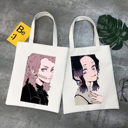 Shopping Bags Demon Slayer's Blade Tote Bag Women's Canvas Shopper Luxury Folding Eco Designer Handbags Reusable Shoulder Anime