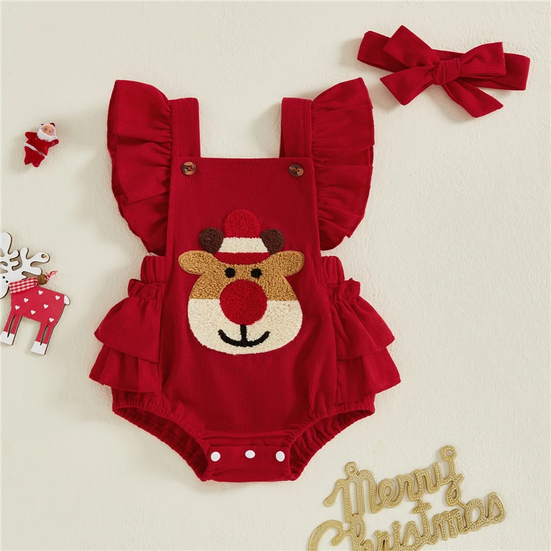 Robe De Noël Bébé Fille - Costume Princesse Manches Longues - Taille 0-18 Mois - Imprimé Fêtes
