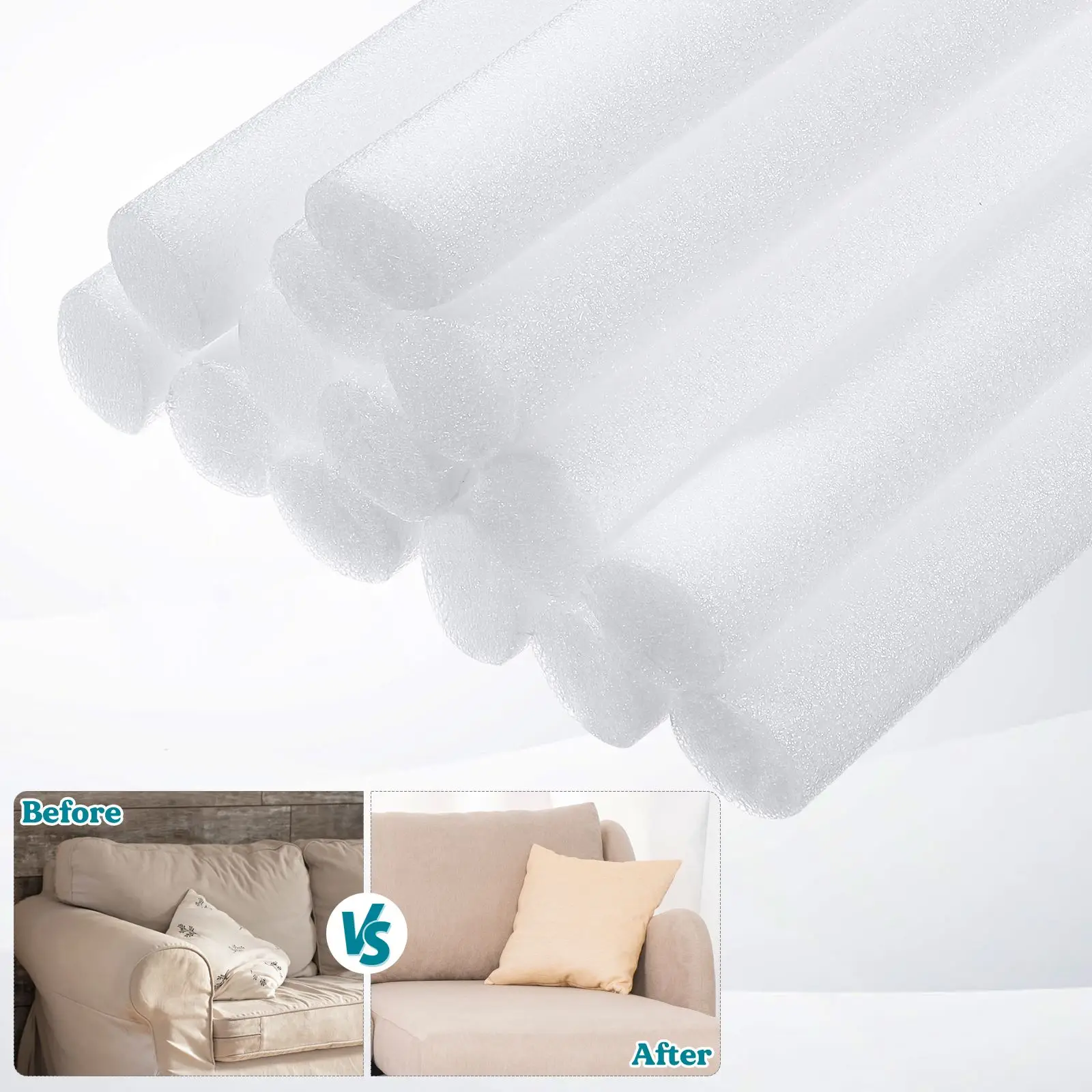 14pcs Sofa Gap Filler Flexible Foams Rods Gap Filler Foam Slipcover Sectional Bathtub Accessories Foam Tuckers