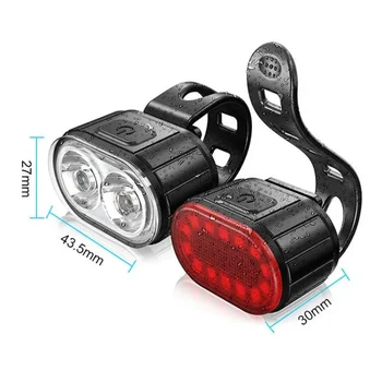 أضواء الدراجة LED مصباح الدراجة USB قابلة للشحن دراجة الضوء الأمامي والخلفي الضوء الأمامي الضوء الخلفي الدراجات فانوس الدراجة مصباح يدوي - Image 6