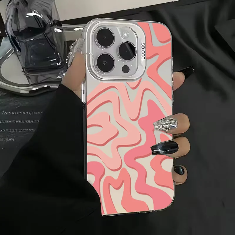 thumbnail image 1 of Funda de teléfono con textura mate y patrón de rayas para iPhone 16, 15, 14, 13, 12, 11 Pro Max, XS, XR, 7, 8 Plus, SE 2022, carcasa trasera a prueba de golpes, 1 of 5