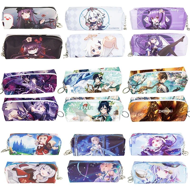 Genshin Impact Zhongli Xiao Yae Miko Beidou Pencil Cases Anime Pencil Bags Student Office School Supplies Box Pencilcases женское кимоно для косплея genshin impact yae miko guuji yae