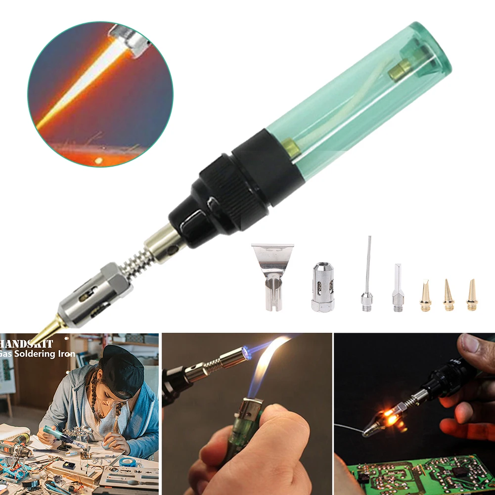 8-Pz/Set Celsius Saldatura A Gas Butano Saldatori Saldatura Penna Bruciatore Torcia A Gas Con 6 Saldatura Senza Fili Strumento Punta Butano