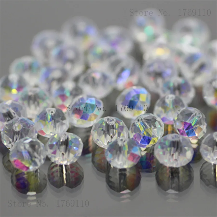 Olive Green Faceted Crystal Glass Rondelle Beads - 50pcs