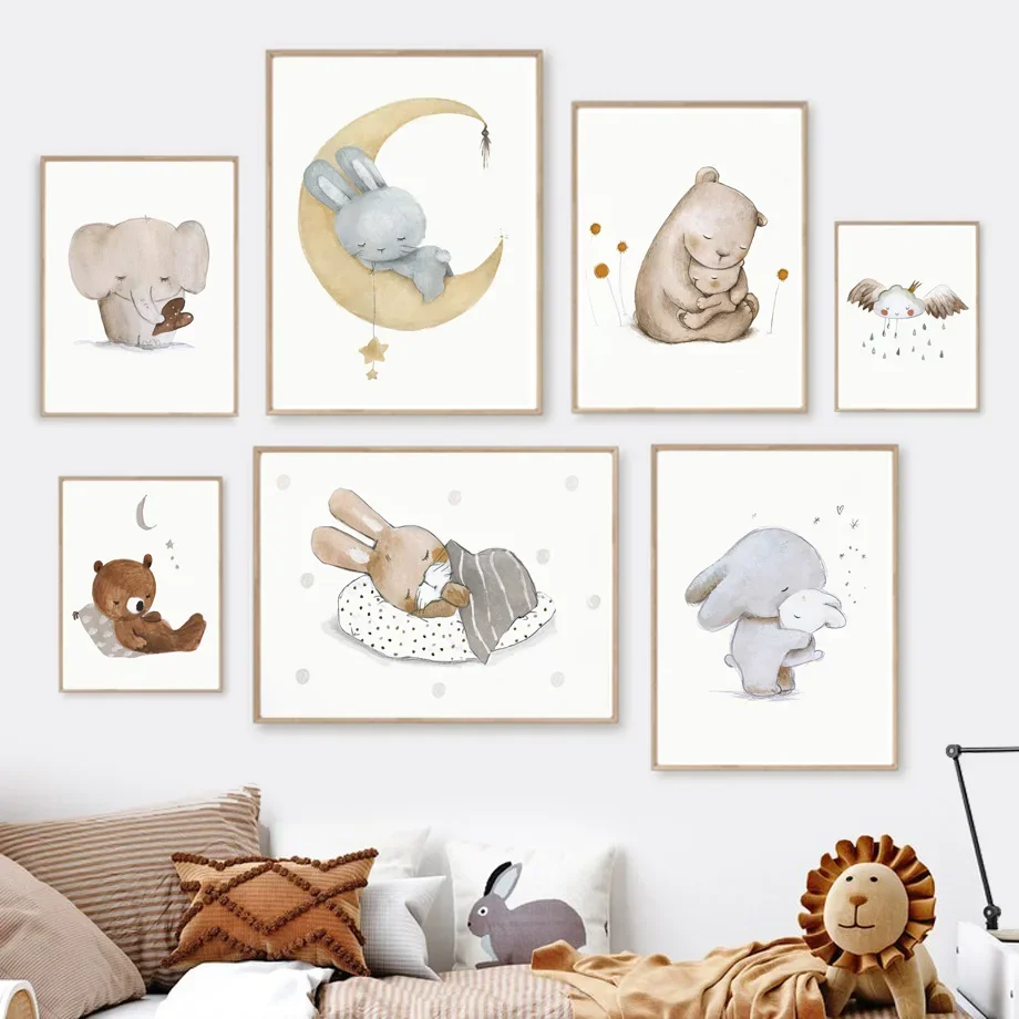

Boho Elephant Rabbit Bear Cloud Moon Animal Nursery Wall Art Canvas Painting Posters And Prints Pictures Baby Kids Room Decor