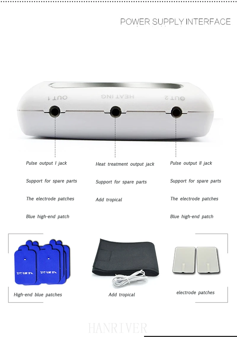 EMS Electrotherapy Physical Therapy Pulse Massager Muscle Stimulator  Stimulation Massage Instrument + 6 Electrode Pa