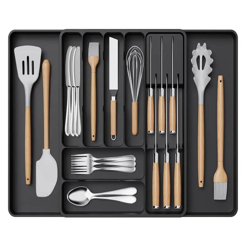 

Drawer Organizer Tray Adjustable Tableware Box Expandable Utensil Organizer Tray Multifunctional Kitchen Storage Organizer