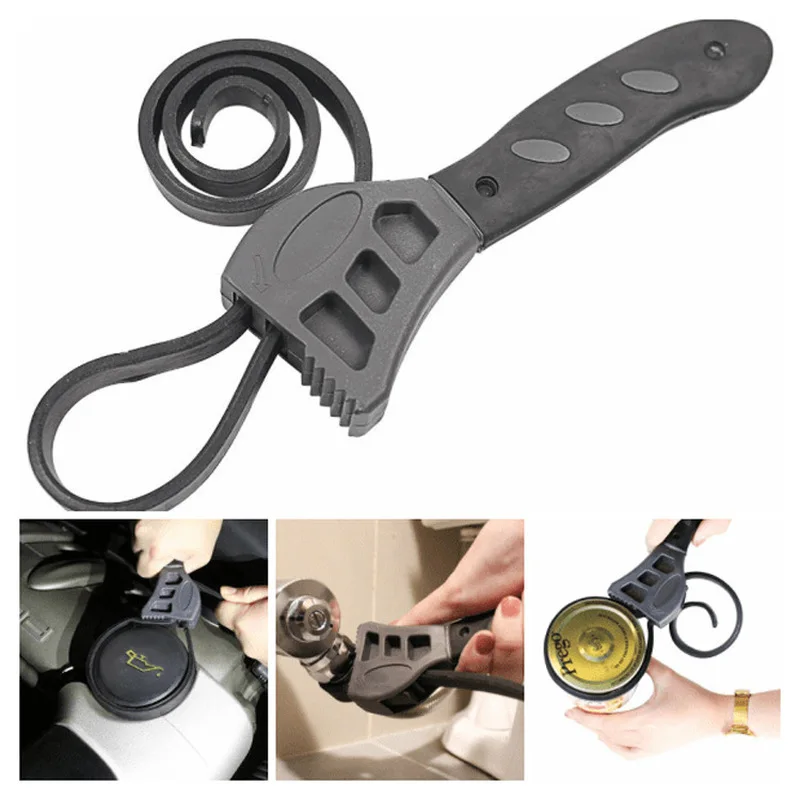 Starall Rubber Strap Belt Wrench Adjustable Bottle Opener Oil Filter Wrenches Car Repair Spanner Tool 