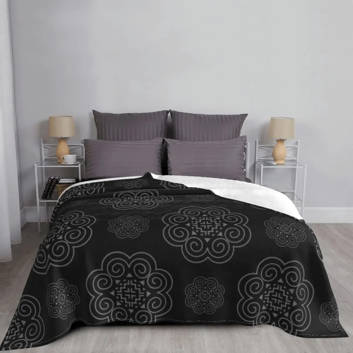 Hmong Symbol Pattern Design Throw Blanket Quilt warm winter Dorm Room Essentials Hairys for babies Blankets 3