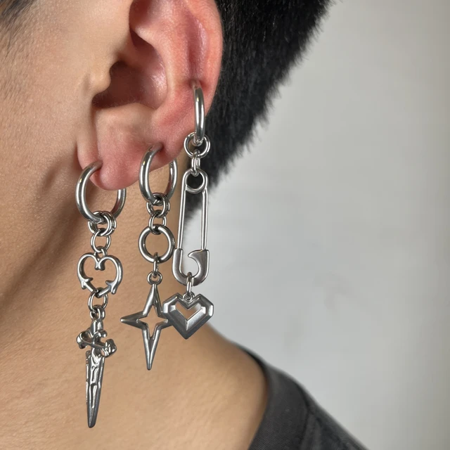 Boucles d'oreilles Punk Grunge Rock à rivets, chaîne, Cool, mode géométrique, goutte d'eau, gothique, breloque esthétique, bijoux, accessoires Hip Hop