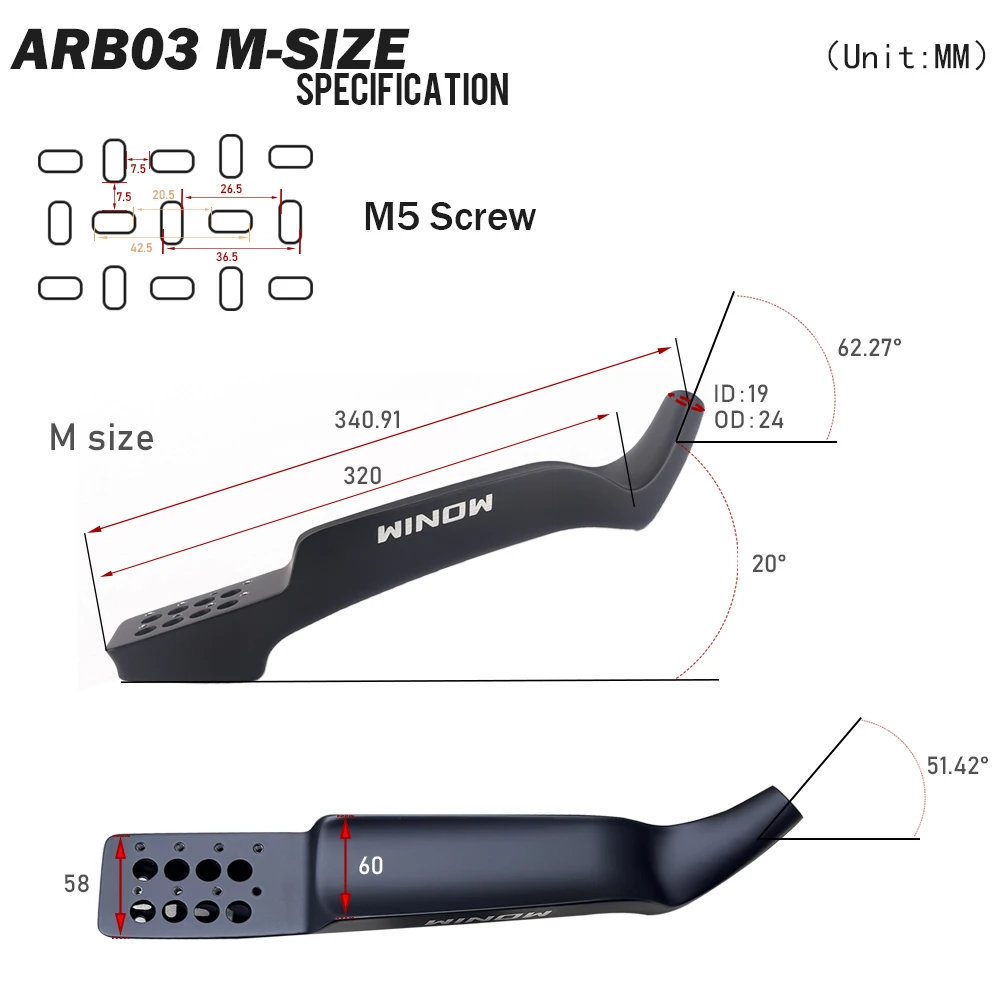 Winow Carbon TT Restbar New Model ARB03 Clip on Aero TT Handlebar