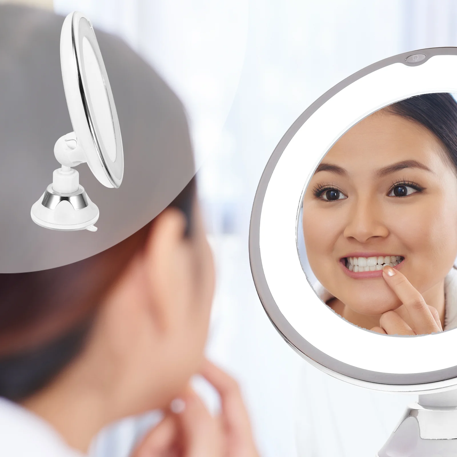 

7Inch 10X Magnifying Makeup Travel Vanity Mirror Cup Led Makeup Mirror Rotating Professional Desktop Mirror