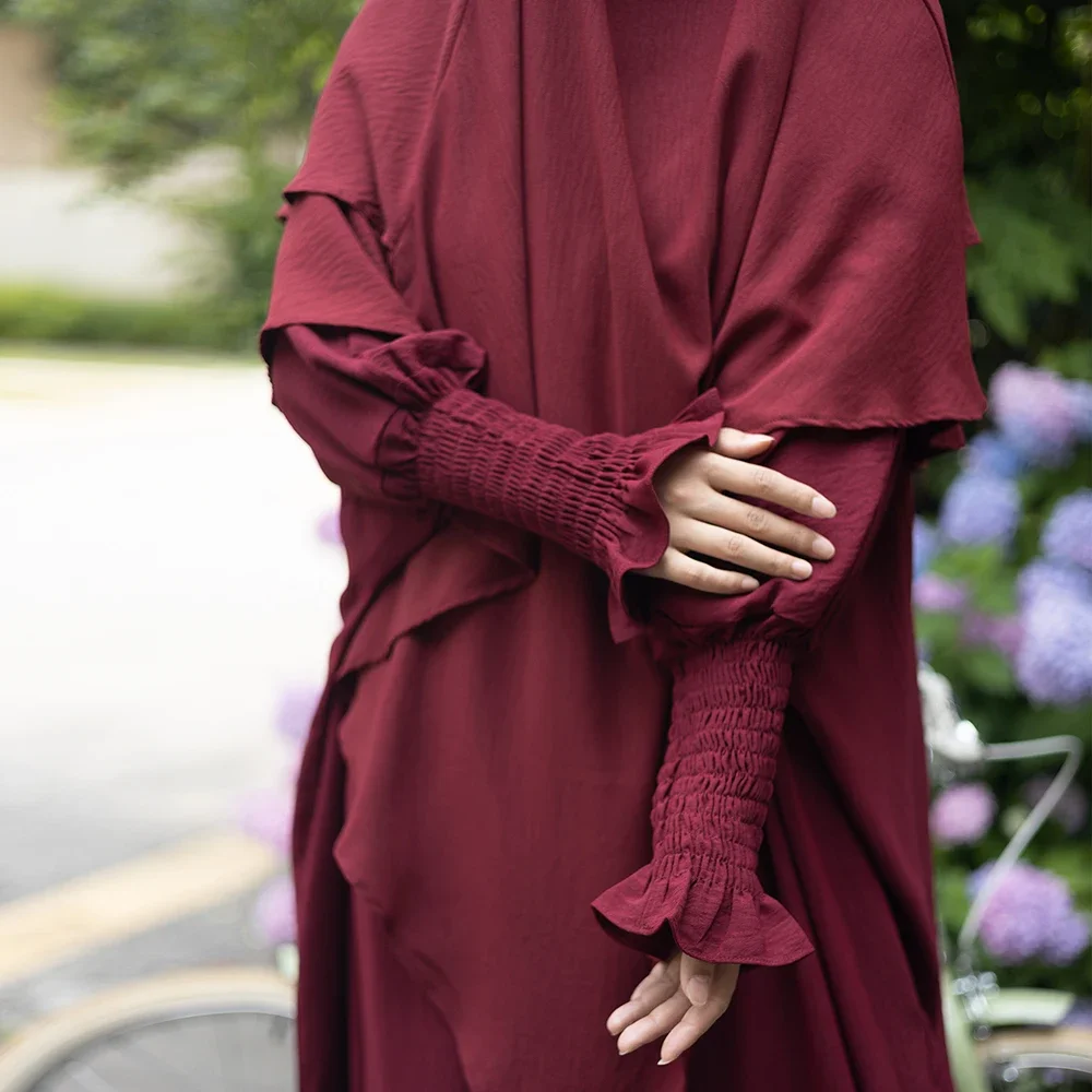 Eid Prayer Abaya for Women with Zipper Front Butterfly Sleeves Islamic Clothing Muslim Long Dress Dubai Turkey Modest Hijab Robe