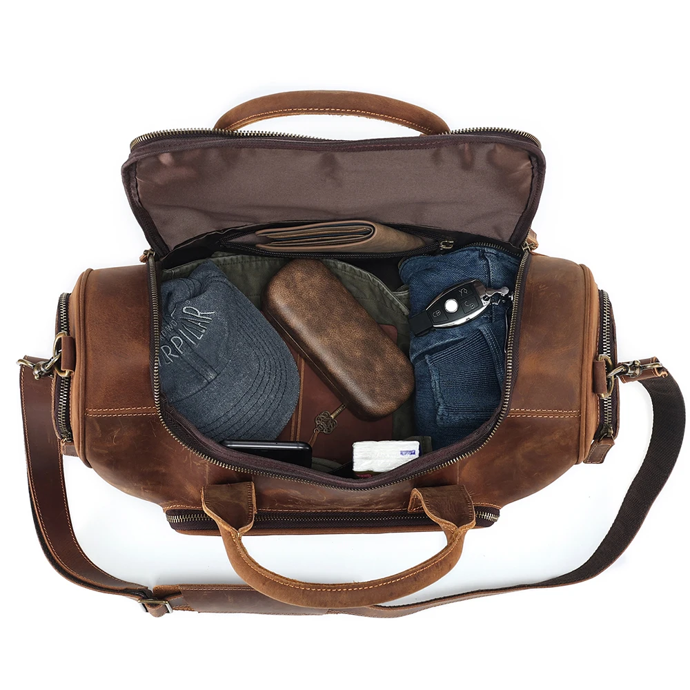 JOYIR Travel Duffel Bag Crazy Horse Leather Weekender Bag Vintage Carry on Overnight Bag Sports Duffel Shoulder Bag for Men