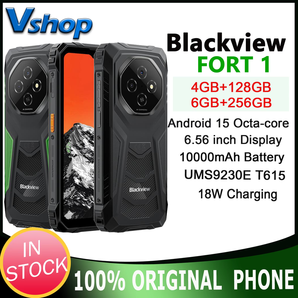Blackview FORT 1 Rugged Phone 4GB+128GB 6GB+256GB 6.56 inch Android 15 Unisoc Unisoc Tiger T615 Octa Core 4G NFC Smartphones