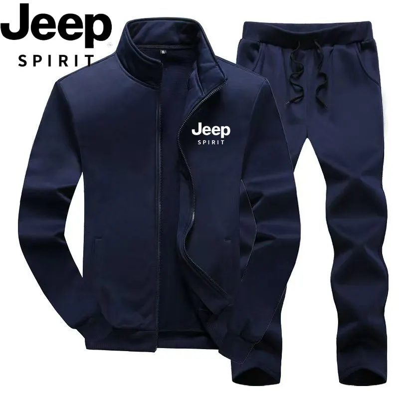 Jeep brand sport suit Men's autumn empty two-piece set, public version second opening LOGO stand-up collar long-sleeved casual m