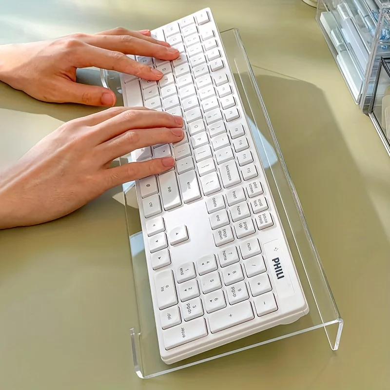 1pc Acrylic Keyboard Stand Desktop Elevator,Space-Saving Design,Durable Lightweight Construction for Ergonomic Wrist Support