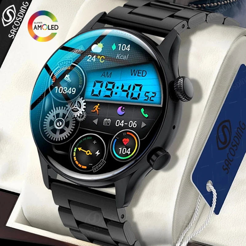 Fashion Smart Watch Men 390*390 AMOLED Screen Heart Rate Monitor