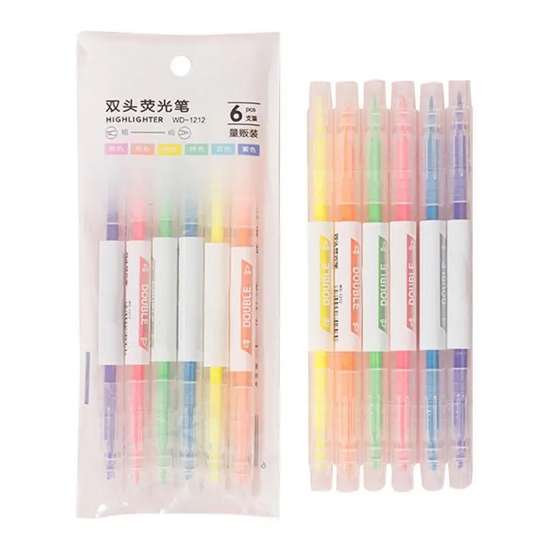 

Book Highlighters Aesthetic Dual Tips Marker 6pcs Water Based Cute Highlighter For Handcrafted Doodling Drawing Writing