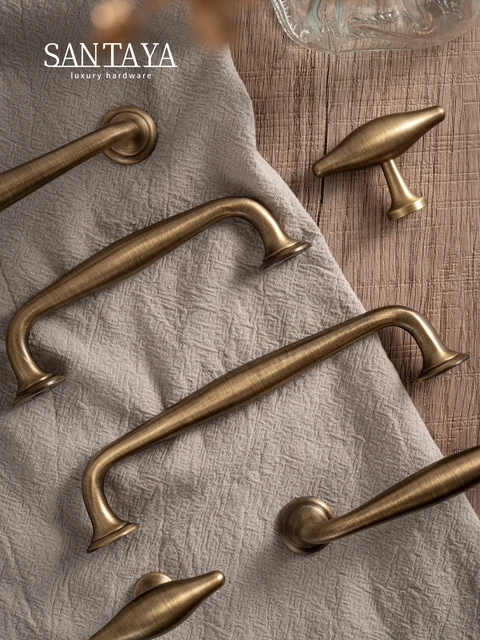 Santaya ทองเหลืองโบราณเฟอร์นิเจอร์มือจับและลูกบิด Bronze ตู้เสื้อผ้าดึงตู้ประตู KNOB Retro ทองเหลืองตู้ครัว Handle 1