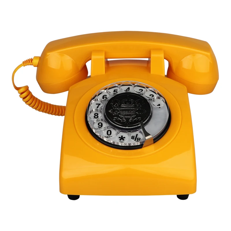 CT-N8019 yellow Corded Telephone Classic Rotary Dial Home Office Phones Antique Vintage Telephone of 1930s Old Fashion Telephone android desktop phones voip video conference phone for android 12 telephones smart phones office telephone