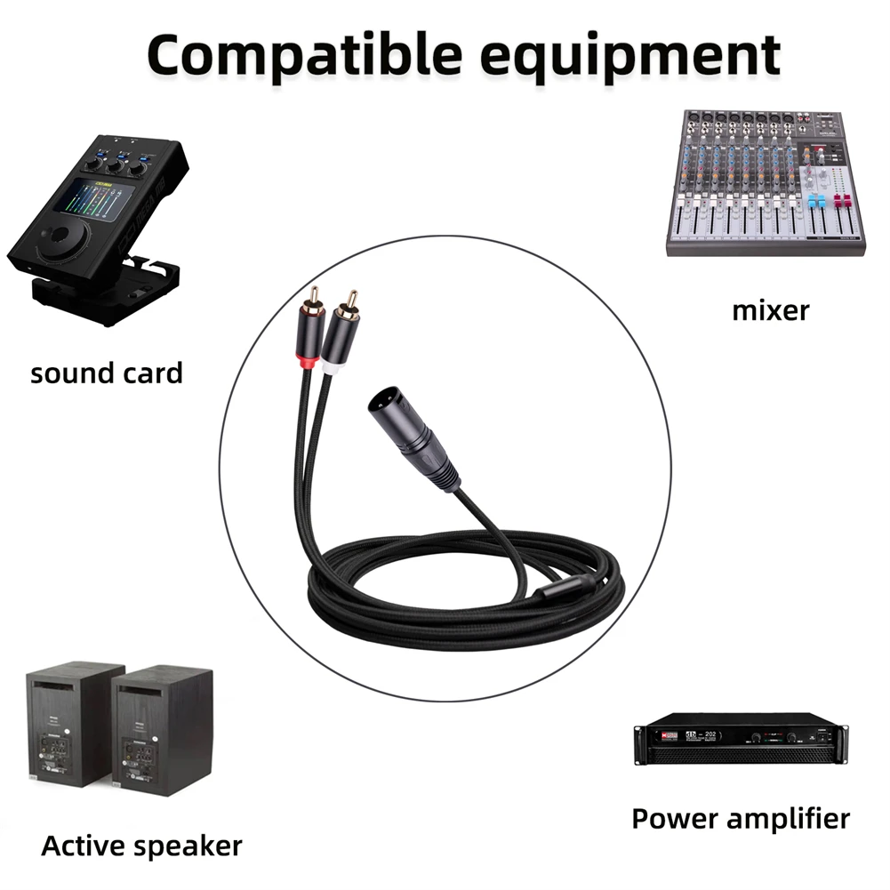 3-Pin XLR Male To 2-RCA Male Microphone Audio Cable Y Adapter Converter 1M 2M Canon Public To Double RCA Public Mixer Lotus audio cable,audio adapter,audio adapter set