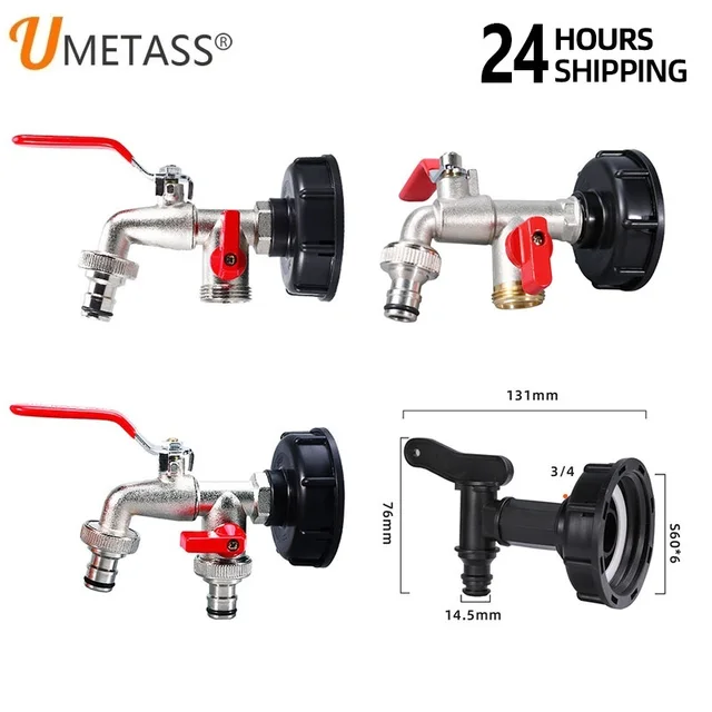 Ibc Tank Csap Adapter S60X6 Durva Szálú Kert Gyors Csatlakozó Csaptelep Ötvözet -Tartály Tap 1000 Liter Tartály -Tartozék Felszerelés