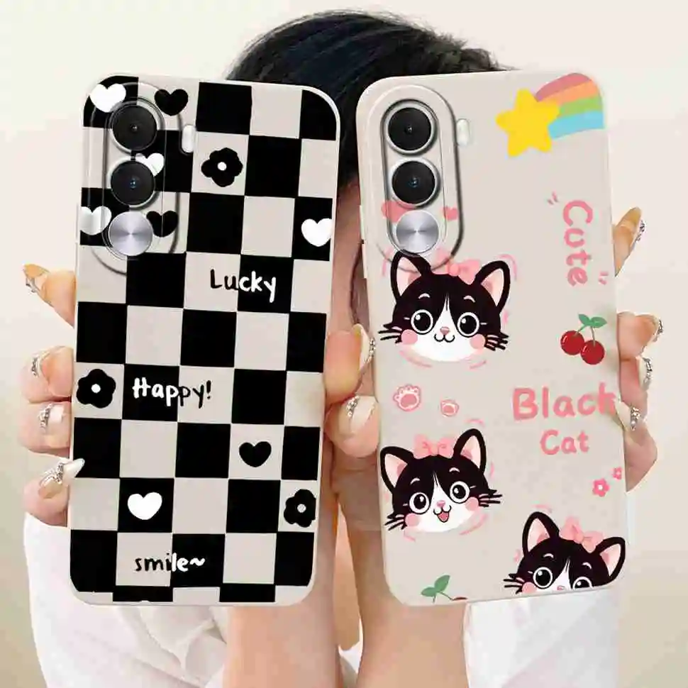 Cartoon Cat & Cute Dog Silicone Back Cover - 6.8 Premium Protective Phone Case