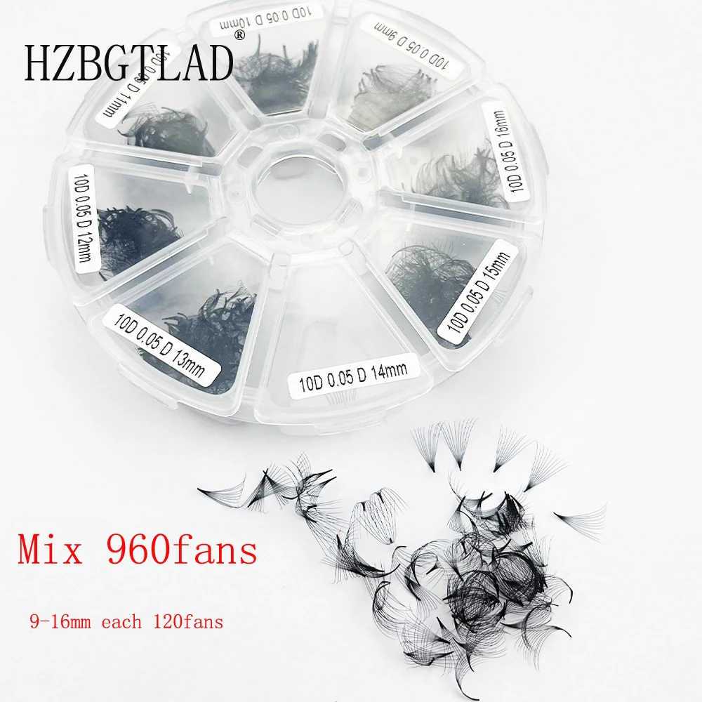 

New Pre Made Russian Volume Fan Mixed Length Eyelash Extension Sharp Pointy Stem Premade Lashes Extension Thin Root 3D /10D/12D