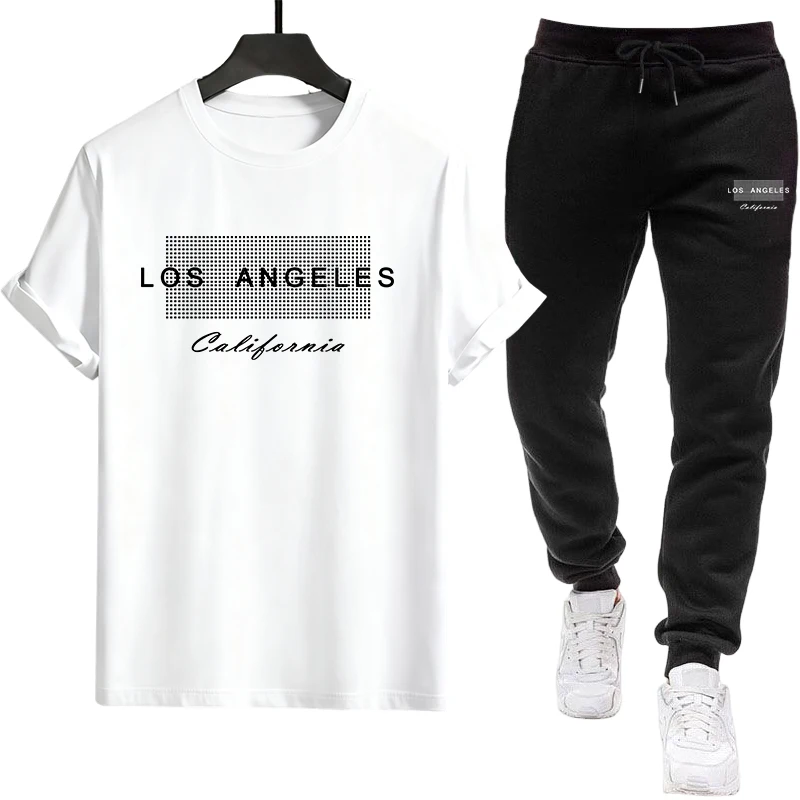 Camiseta de manga corta versátil de una sola pieza para uso diario de verano y pantalones deportivos, chándal para hombre, calidad informal, deportes para correr al aire libre