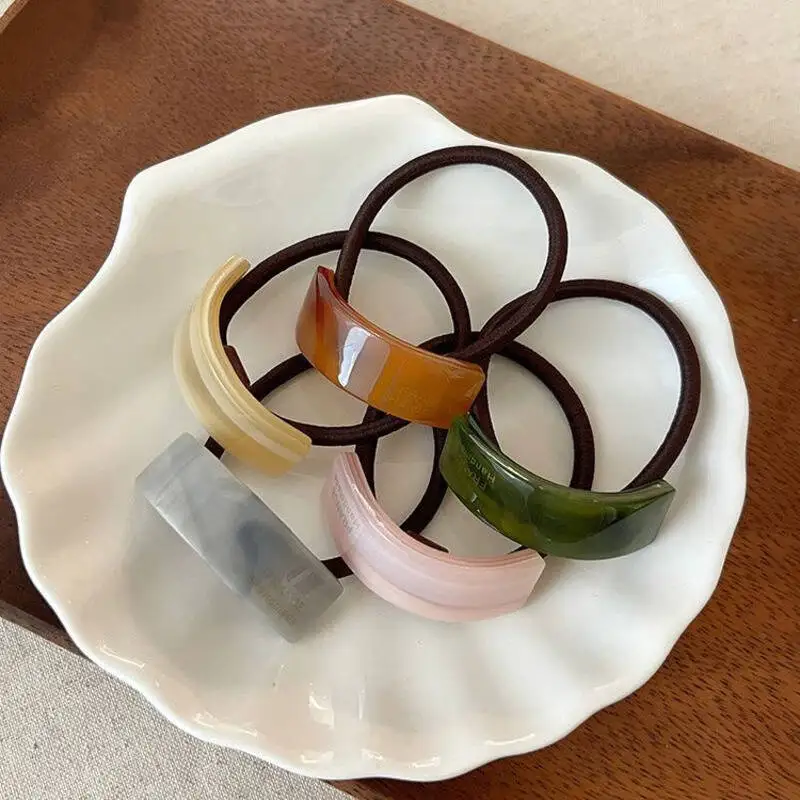 Koreanische Acetat Unregelmäßige Haar Krawatten Mode Elastische Haar Bands Scrunchies Stirnbänder Für Frauen Pferdeschwanz Krawatte Seile Haar Zubehör – Detail 10