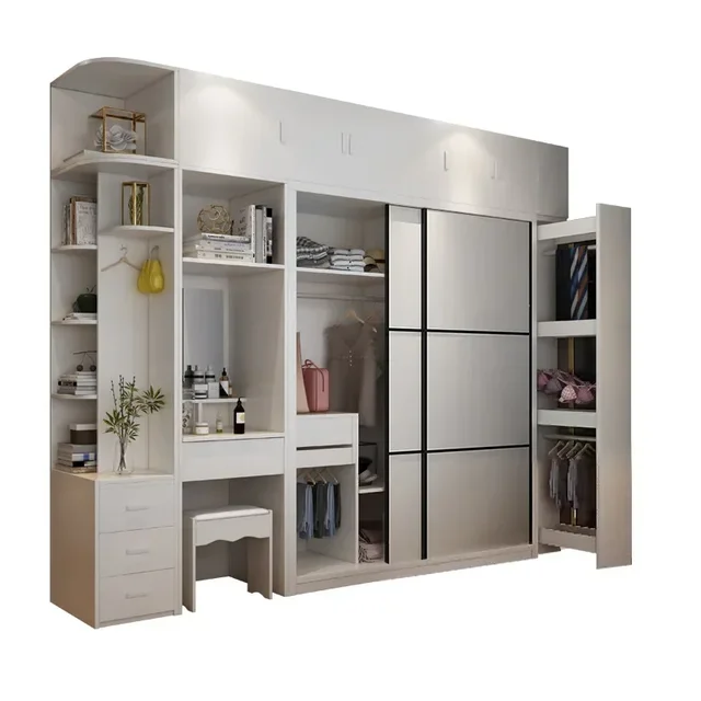 Bedroom Wardrobe Cabinet Design Home Furniture Sets Chinese White Wardrobe Wooden Modern Customized Logo 15-25days
