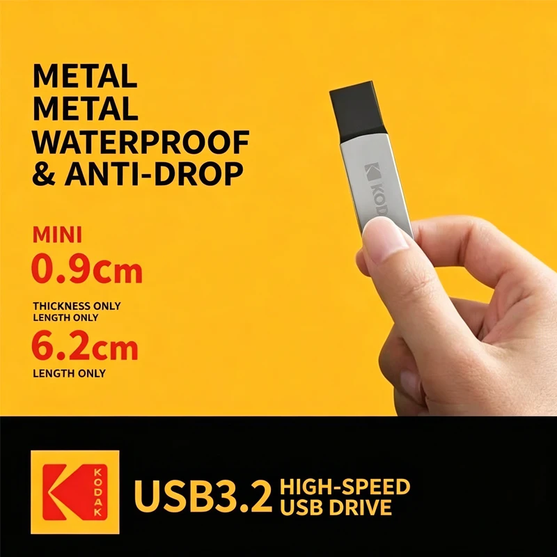 KODAK K273 USB3.2 유형 C 듀얼 플래시 드라이브 256GB 128GB 64GB 펜드라이브 고속 금속 회전식 휴대폰 노트북용