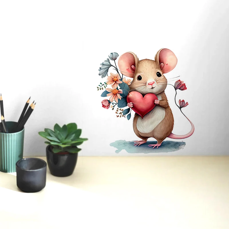 Cute Mouse Wall Sticker Animal Bathroom Toilet Decor Living Room Cabinet Refrigerator Home Decoration Decals wall stickers toilet stickers