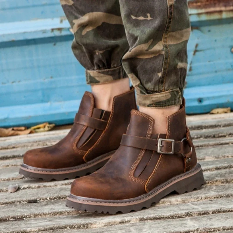Men's Short Boots Classic Vintage Cowhide Boots Leather Outdoor Sport shoes Super Top Qualit&auml; Tooling leather boots,mens leather boots,motorcycle leather boots