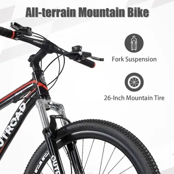 26 inch Mountain Bike with 21 Speeds Lightweight Cycling Bicycles, Dual Disc/V Brake,Metal Frame Bicycle for Men and Women 4
