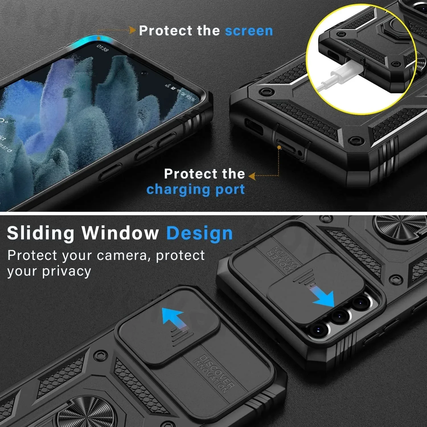 Case For Samsung Galaxy S25 Plus S25 Ultra S24 Ultra S24 FE S22 A55 A16 A52S A15 Camera Slide Lens Protective Cover camera lens case